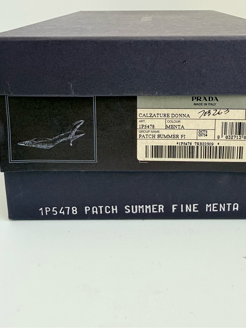 Prada 1P5478 Patch Summer Menta Python Snakeskin Slingback Heels 38 Y2K - Picture 8 of 8